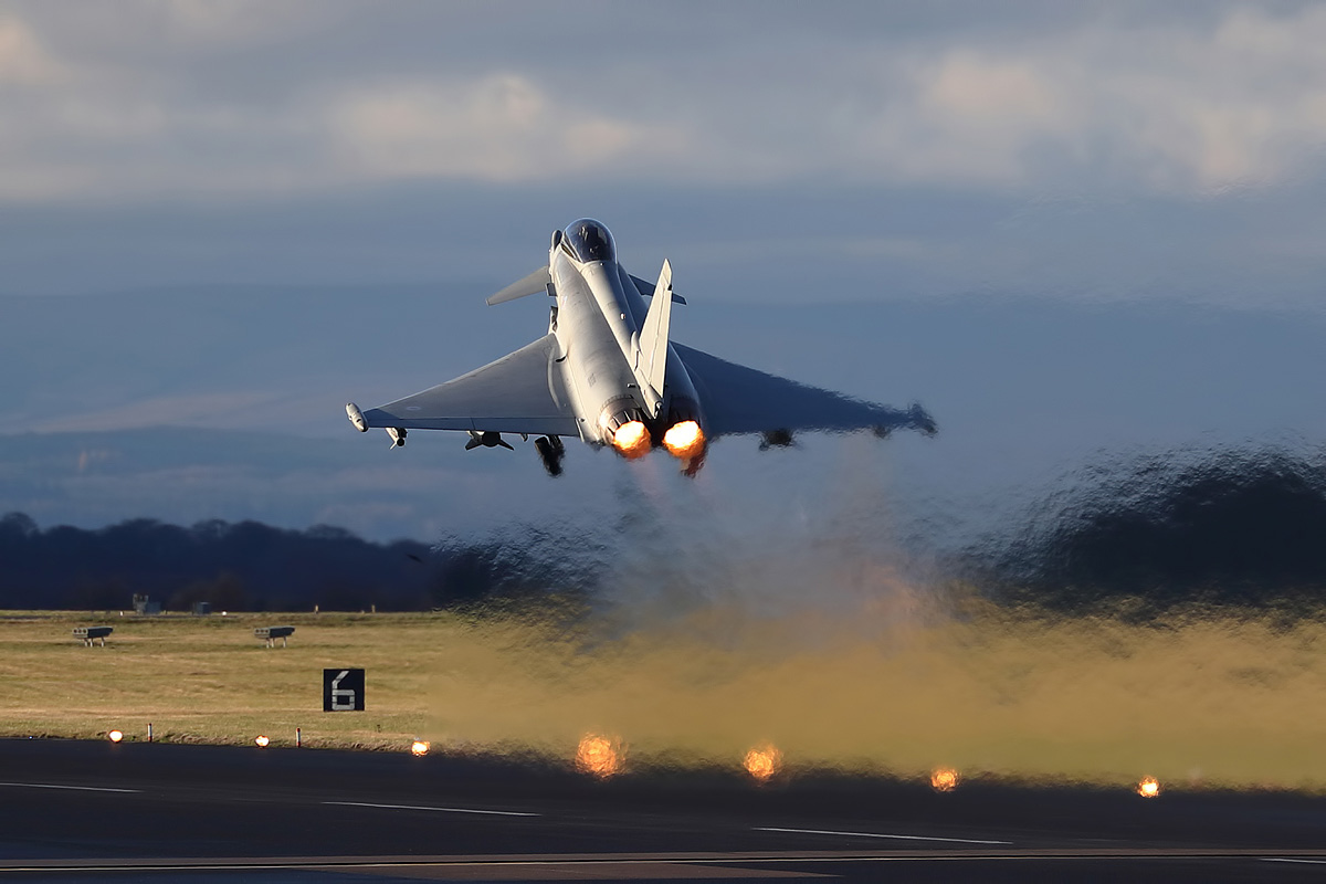 Typhoon taking off at RAF Lossiemouth