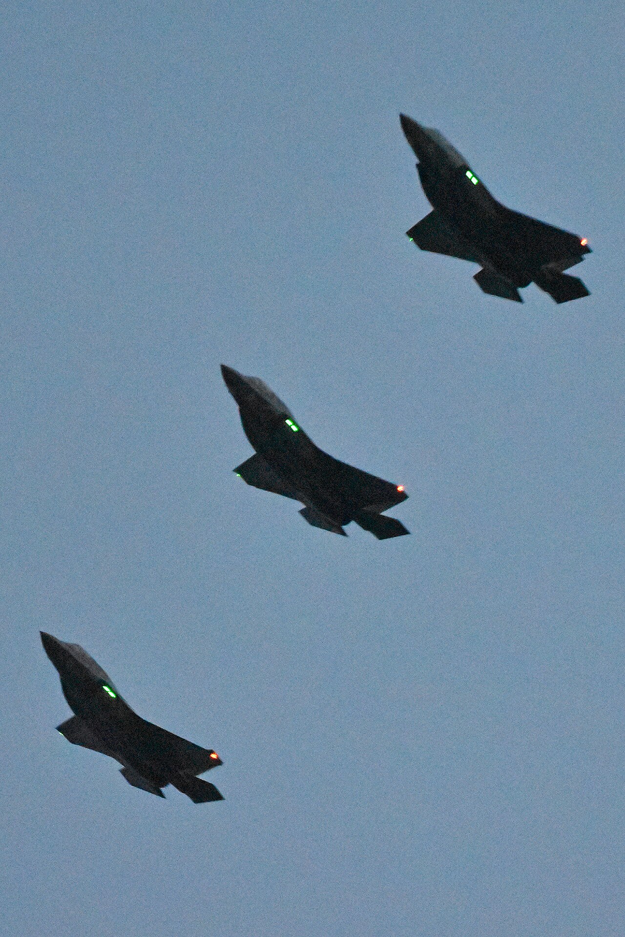 Three RAF F-35B Lightnings in formation over Marham