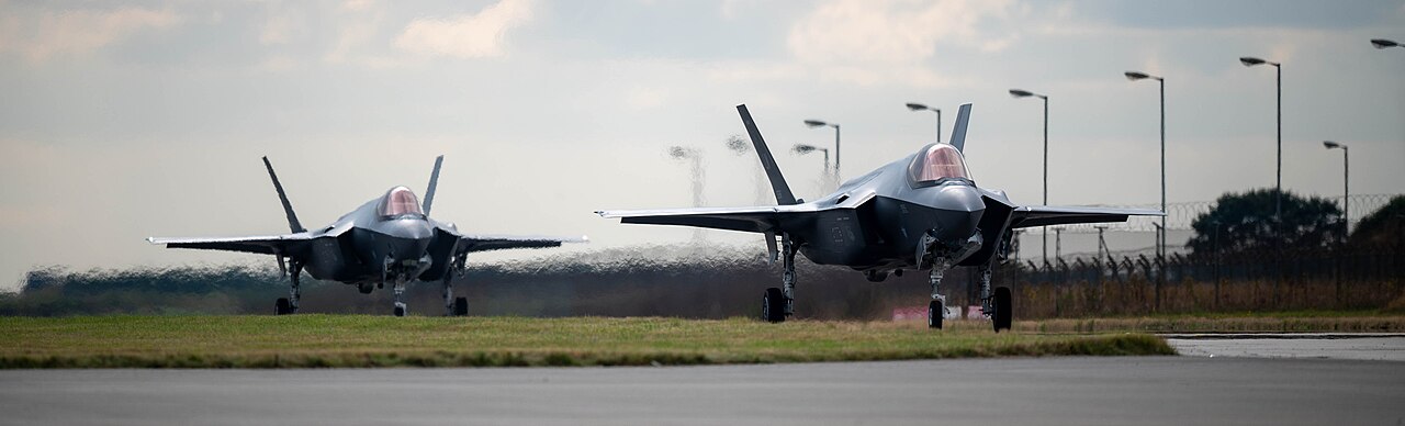 F-35 Lightning IIs on the runway at RAF Marham
