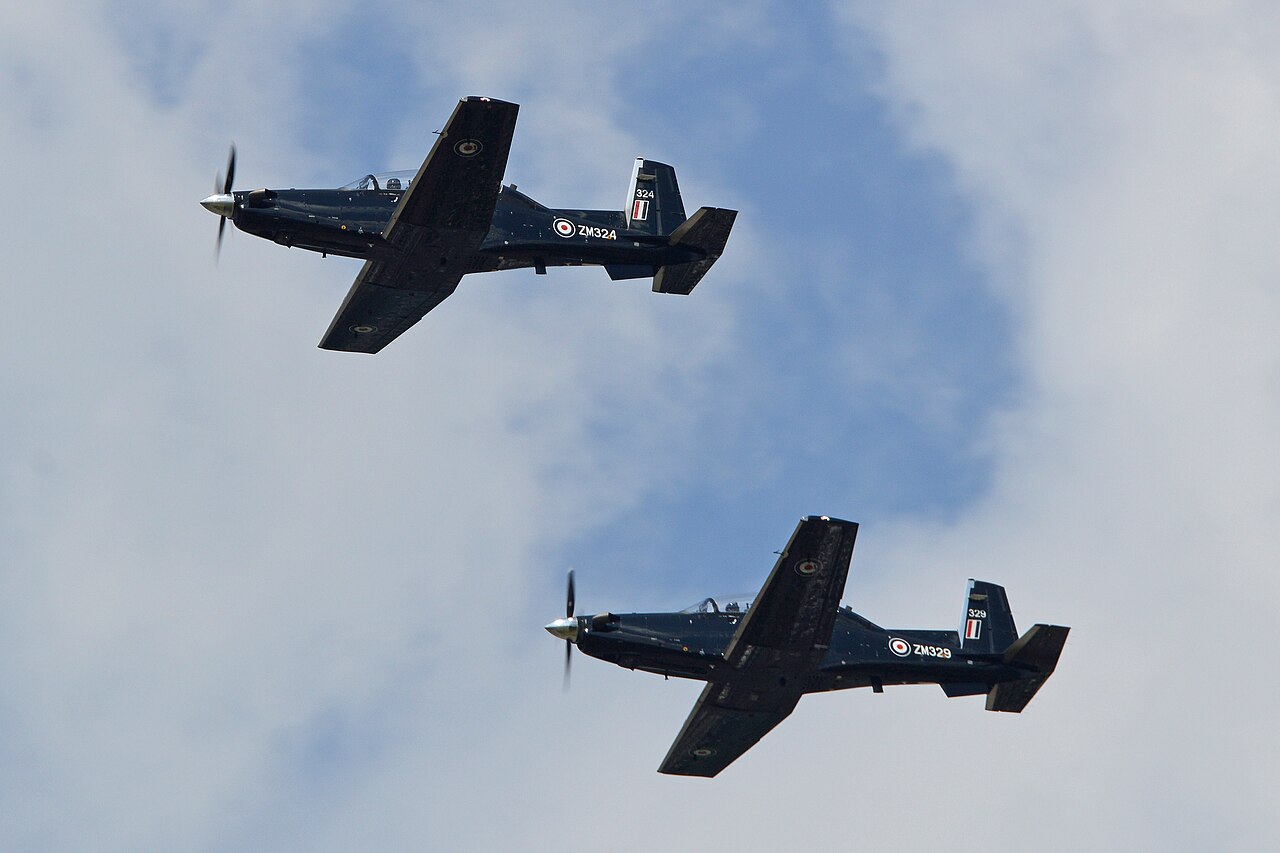 Two RAF Texan T1 trainers in formation