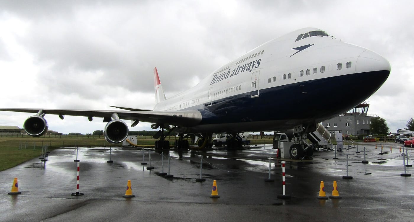 British Airways Boeing 747 G-CIVB Negus in Negus retro livery at Cotswold Airport