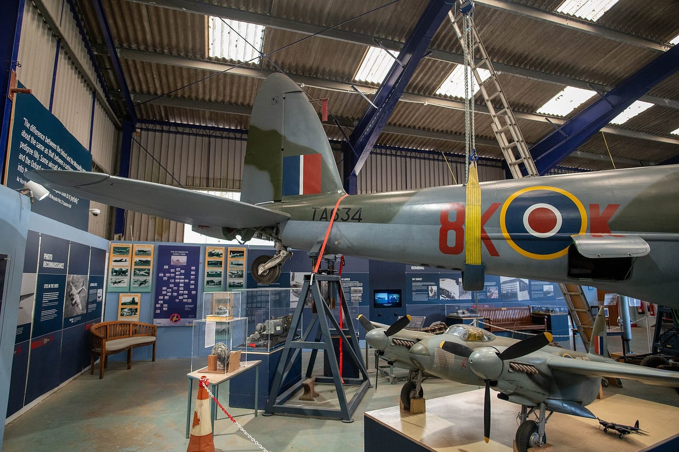 Mosquito TA634 inside the de Havilland Aircraft Museum hangar