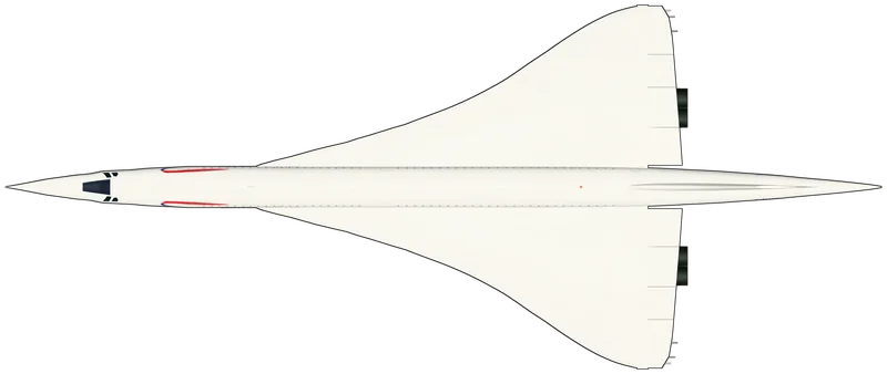 Top view of the Aérospatiale-BAC Concorde, 102 G-BOAC