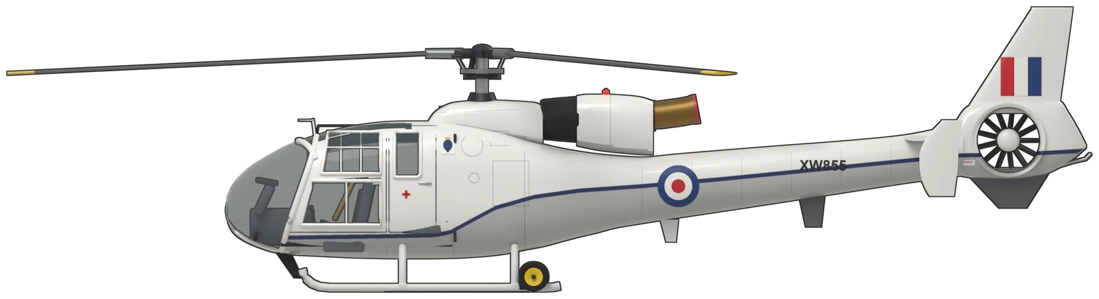 Side profile of the Aérospatiale Gazelle, Gazelle HCC.4 XW855, port side