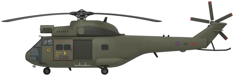 Westland/Aérospatiale Puma HC.1 side profile, to scale