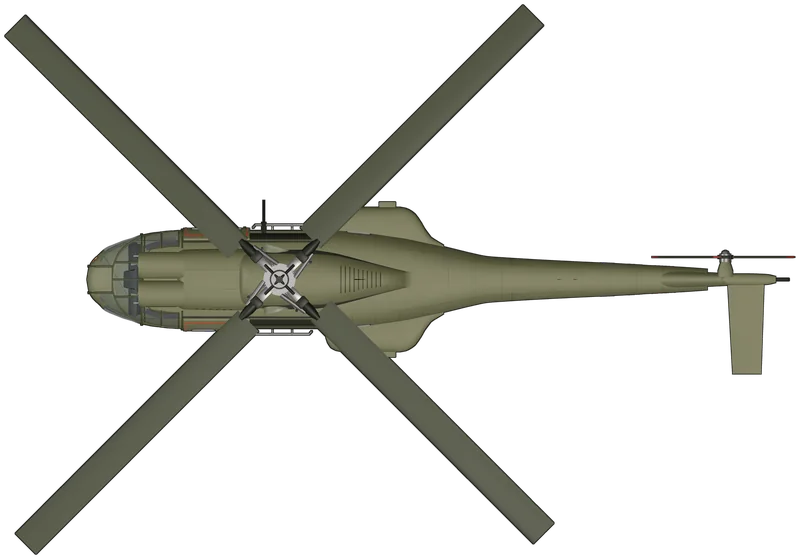 Top view of the Westland/Aérospatiale Puma HC.1, Puma HC.1 XW222