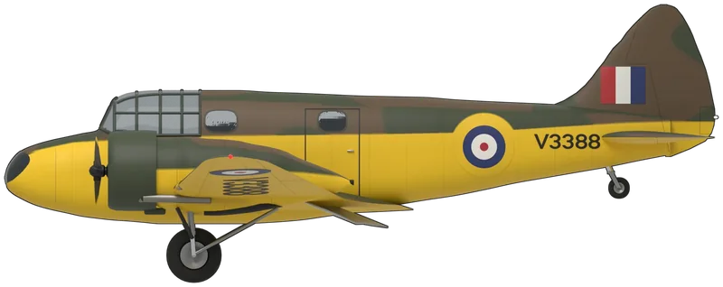 Airspeed Oxford side profile, to scale