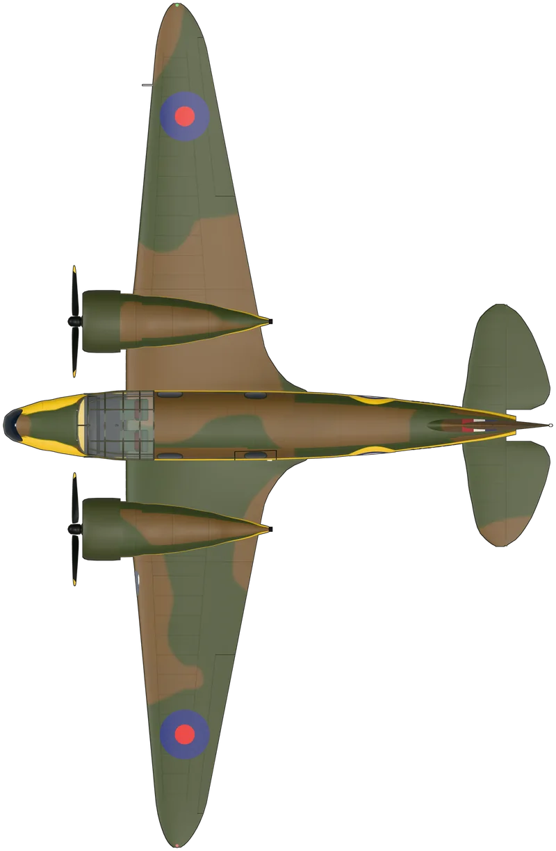 Top view of the Airspeed Oxford, Oxford I V3388