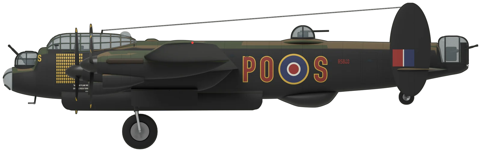 Side profile of the Avro Lancaster, B.I R5868 “S for Sugar”, port side