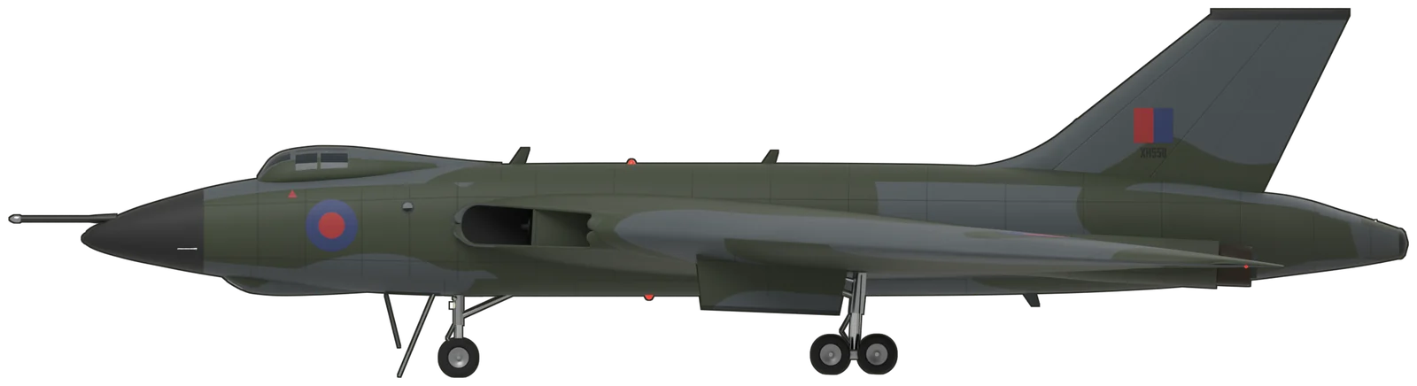 Side profile of the Avro Vulcan, B.2 XH558, port side