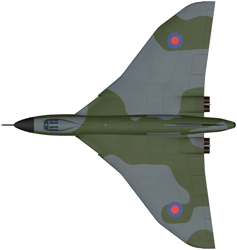 Top view of the Avro Vulcan, B.2 XH558