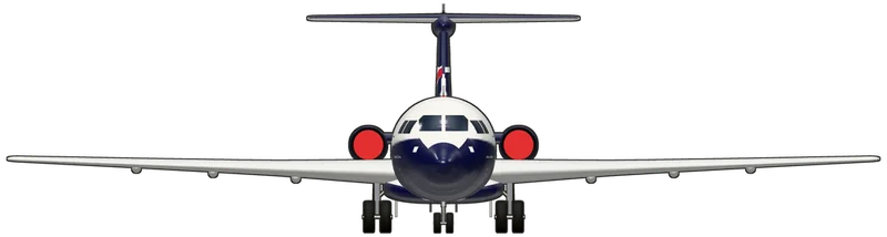 Front view of the BAC One-Eleven, One-Eleven 510ED G-AVMU