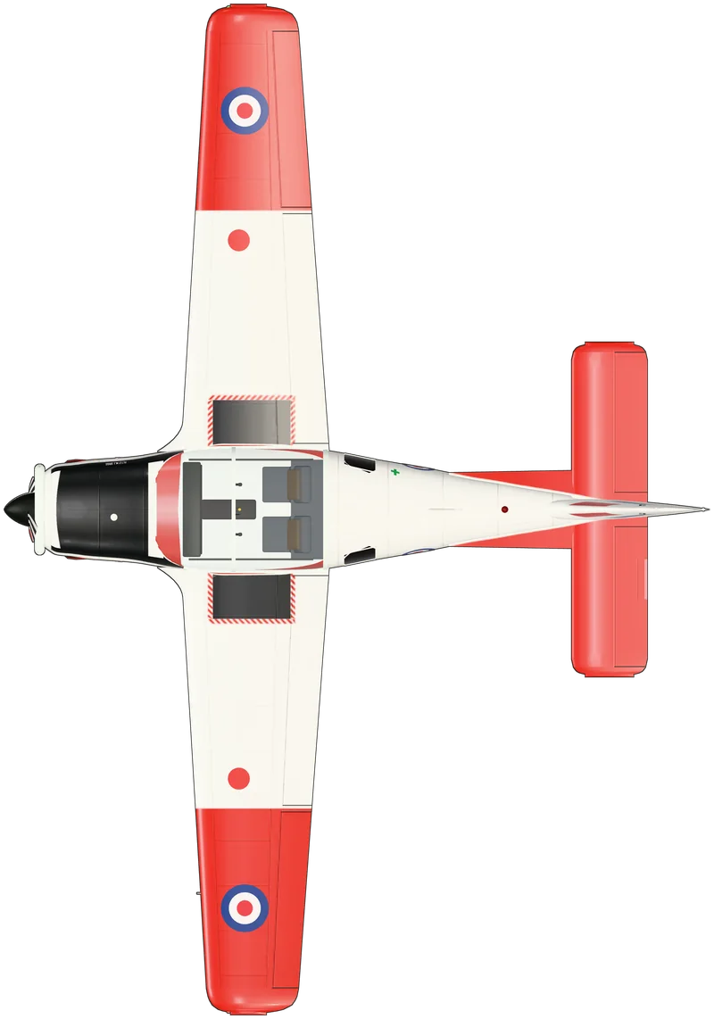 Top view of the Scottish Aviation Bulldog T.1, Bulldog T.1 XX654