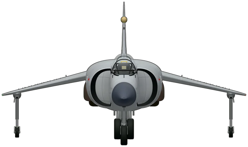 Front view of the British Aerospace Sea Harrier, FA.2 ZE694