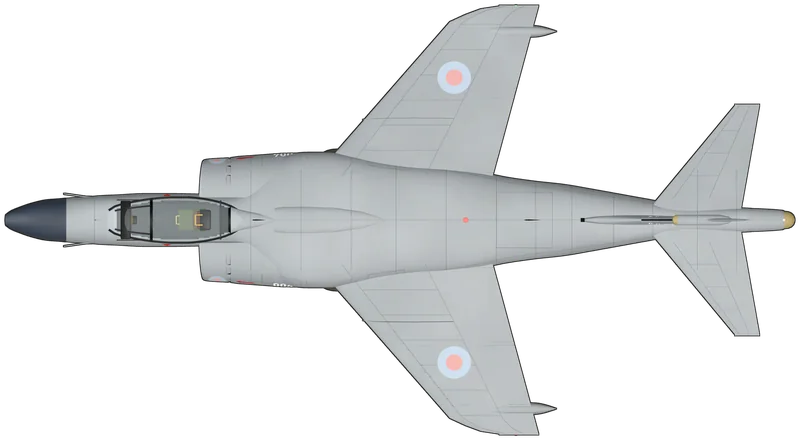Top view of the British Aerospace Sea Harrier, FA.2 ZE694