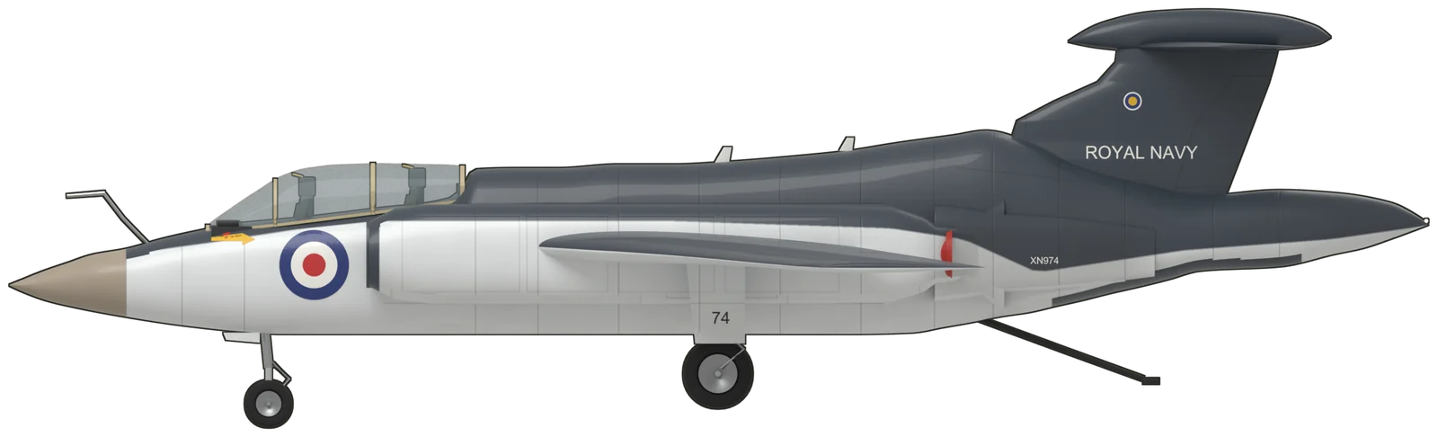Side profile of the Blackburn Buccaneer, S.2 XN974, port side