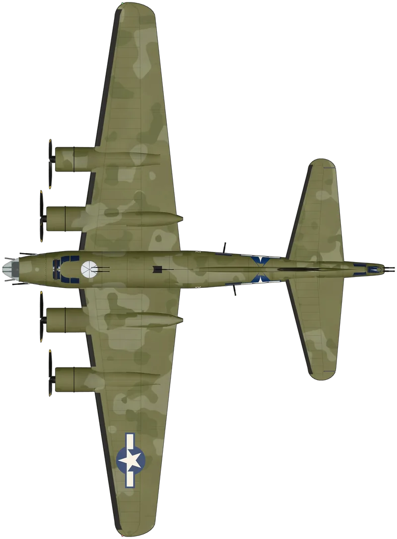 Top view of the Boeing B-17 Flying Fortress, B-17G 44-83735, as “Mary Alice”