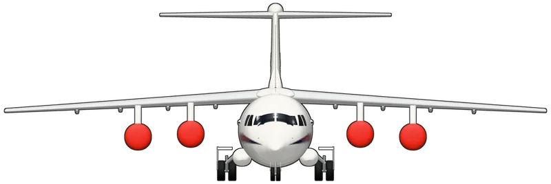 Front view of the British Aerospace 146, BAe 146 CC.2 ZE701
