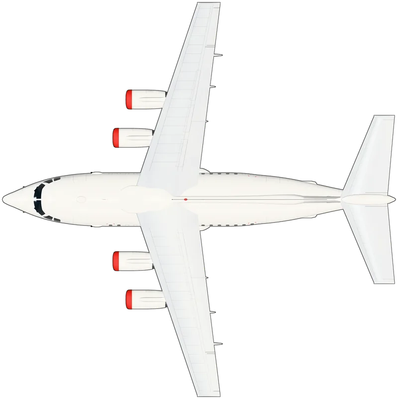Top view of the British Aerospace 146, BAe 146 CC.2 ZE701