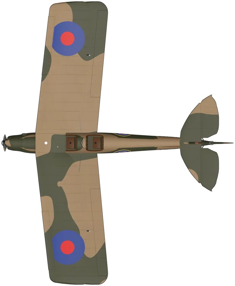 Top view of the de Havilland Tiger Moth, Tiger Moth II T6296