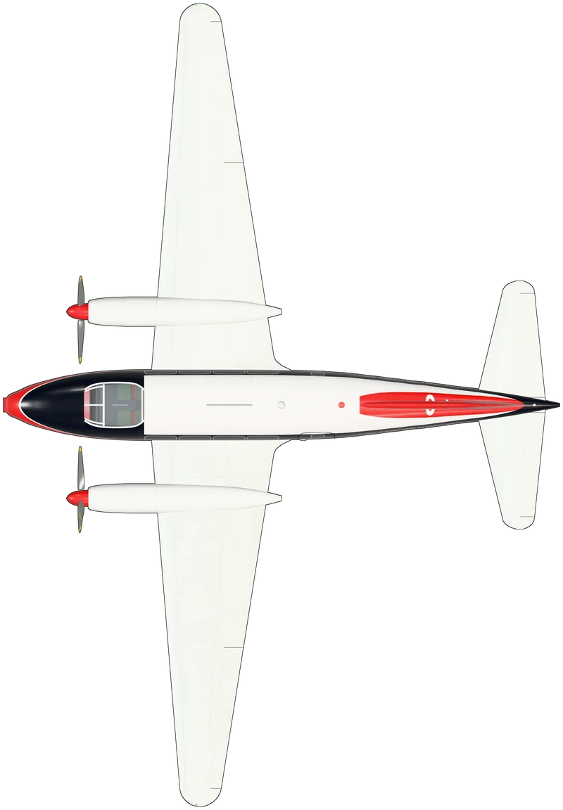 Top view of the de Havilland Dove, Dove 6 G-ALFU