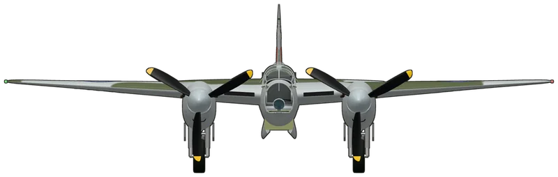 Front view of the de Havilland Mosquito, B.35 TJ138