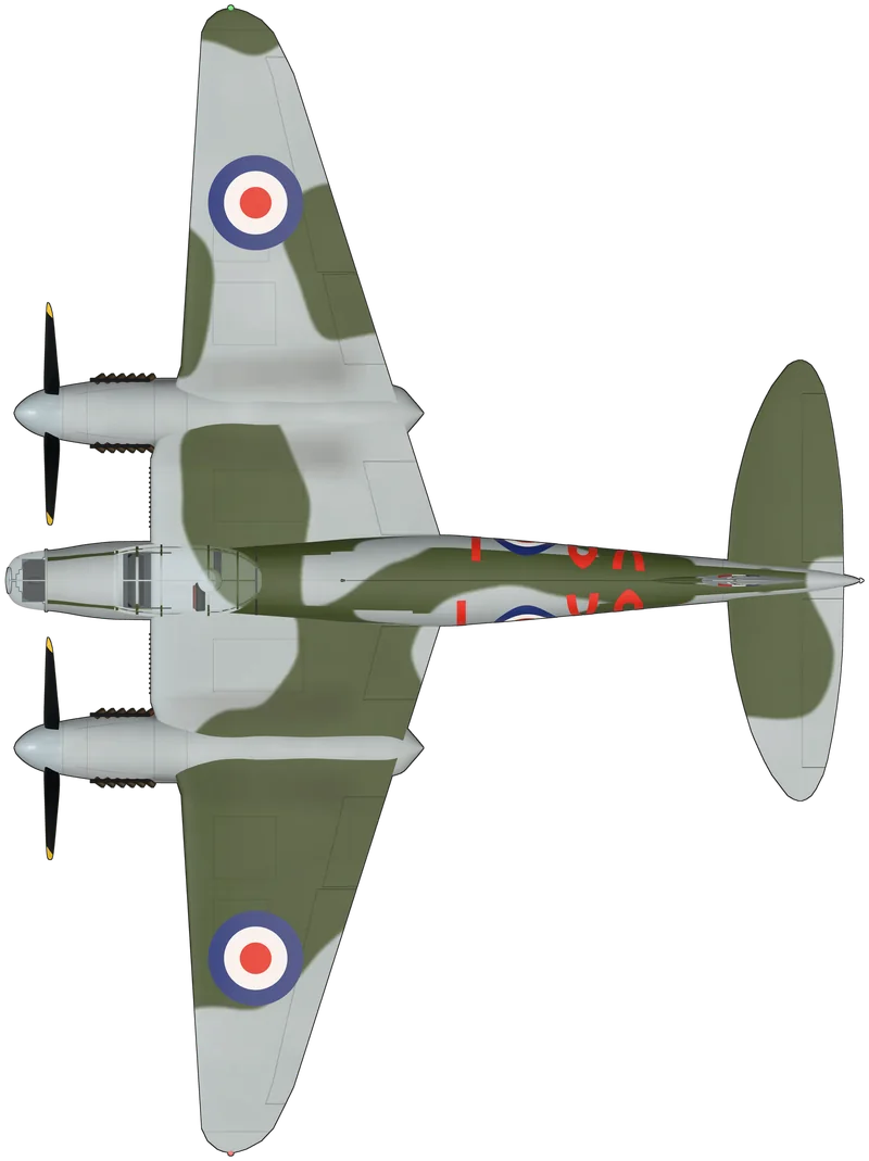 Top view of the de Havilland Mosquito, B.35 TJ138