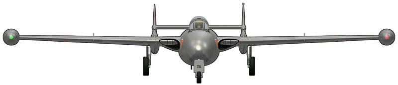 Front view of the de Havilland Venom, FB.4 J-1704