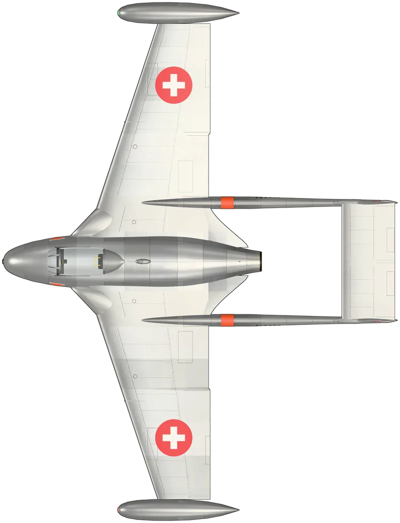 Top view of the de Havilland Venom, FB.4 J-1704