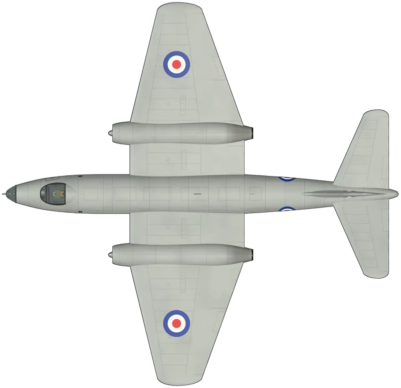 Top view of the English Electric Canberra, B.2 WH725