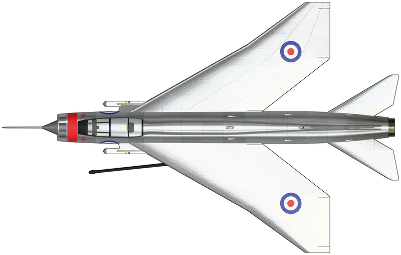 Top view of the English Electric Lightning, F.6 XS903