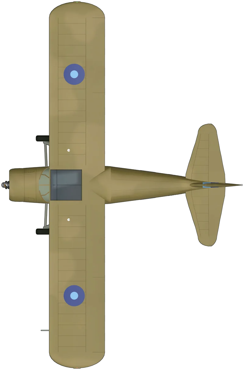 Top view of the Fairchild Argus, Argus II “FS628” (43-14601, G-AIZE)
