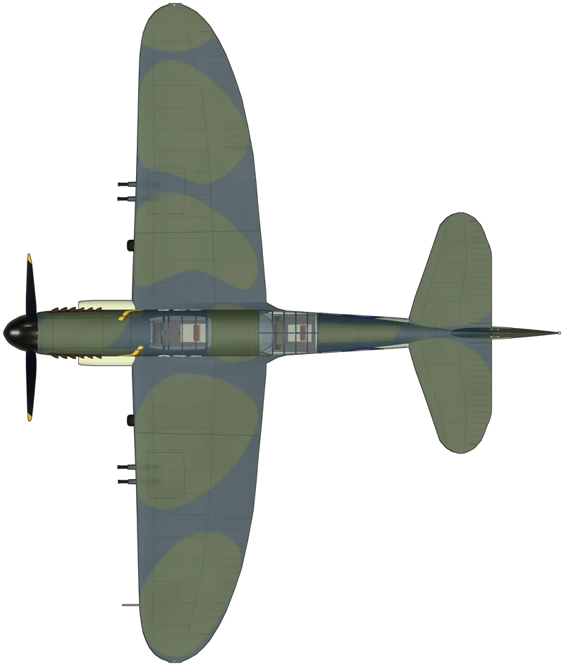 Top view of the Fairey Firefly, Firefly I Z2033, painted as DK431 “275/N”