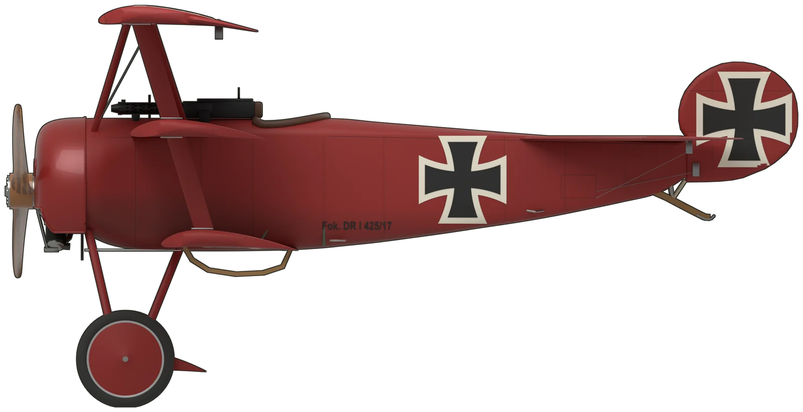 Side profile of the Fokker Dr.I, Dr.I 425/17, port side
