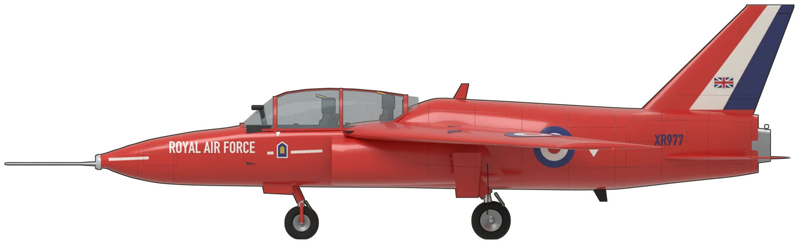 Side profile of the Folland Gnat, T.1 XR977, port side