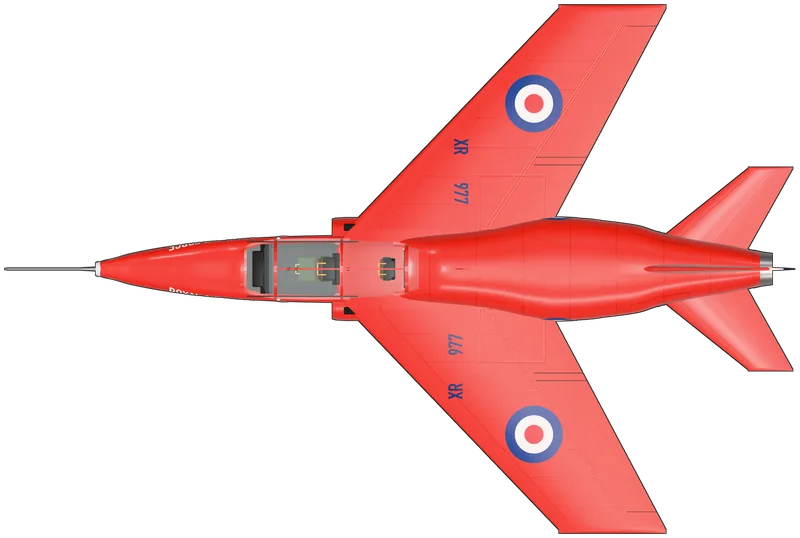 Top view of the Folland Gnat, T.1 XR977