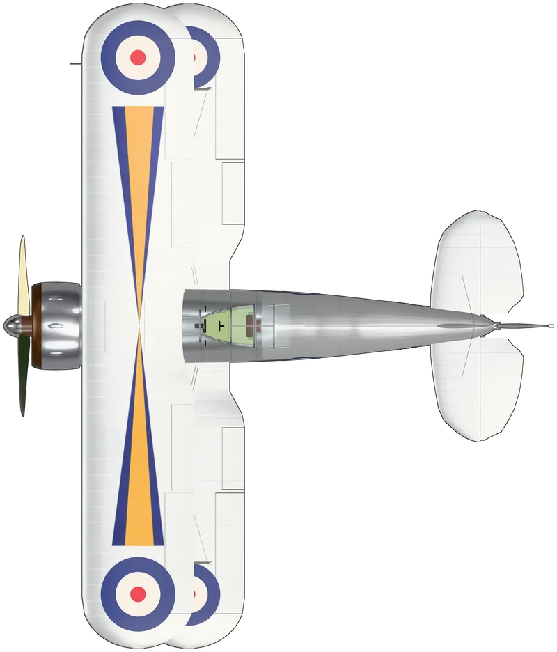 Top view of the Gloster Gladiator, Gladiator I L8032 (G-AMRK)