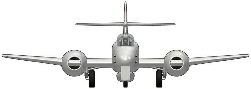 Front view of the Gloster Meteor, F.8 WK991