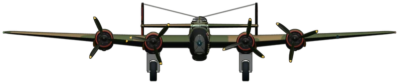 Front view of the Handley Page Halifax, Halifax B.III “Friday the 13th”