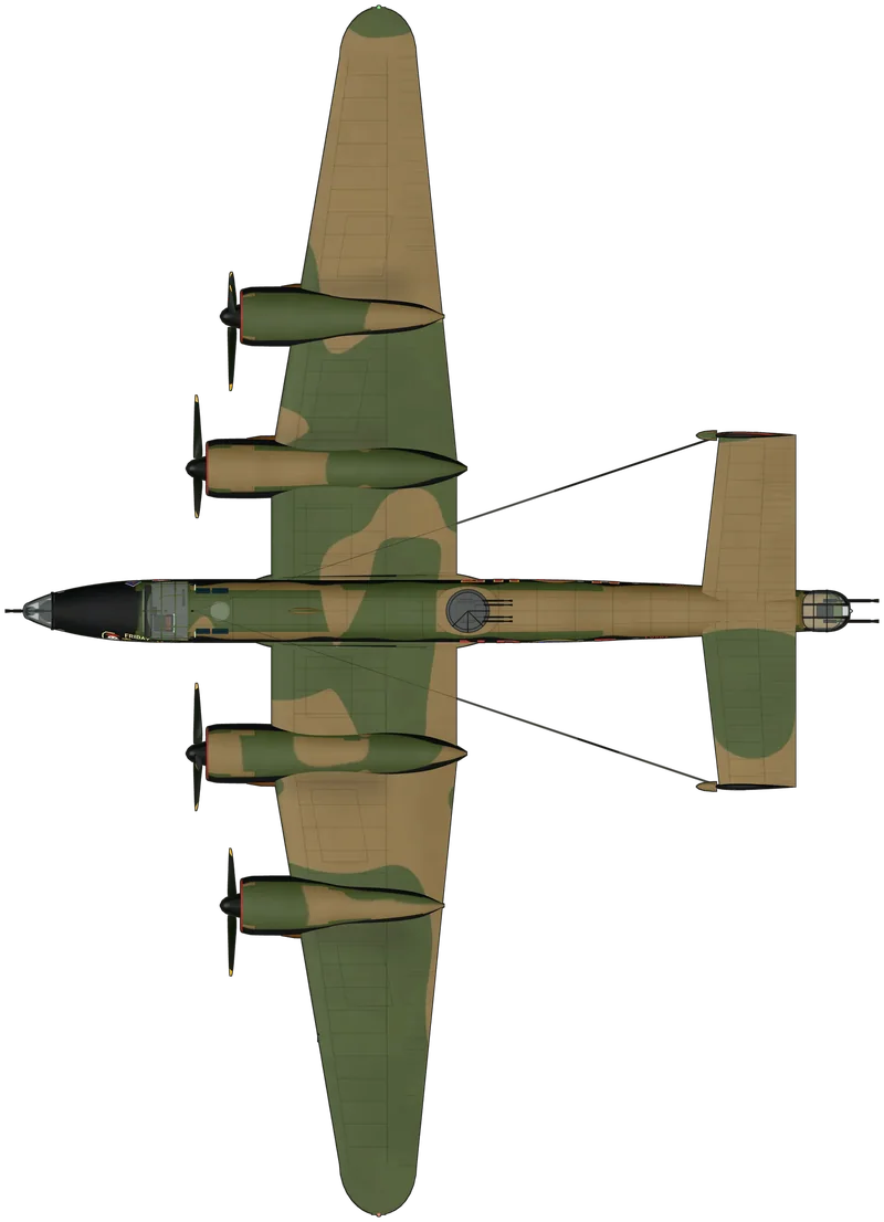 Top view of the Handley Page Halifax, Halifax B.III “Friday the 13th”