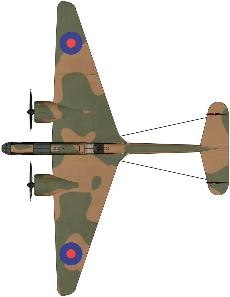 Top view of the Handley Page Hampden, Hampden TB.I P1344