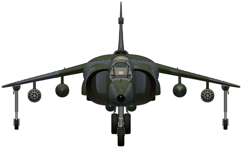Front view of the Hawker Siddeley Harrier, GR.3 XZ133