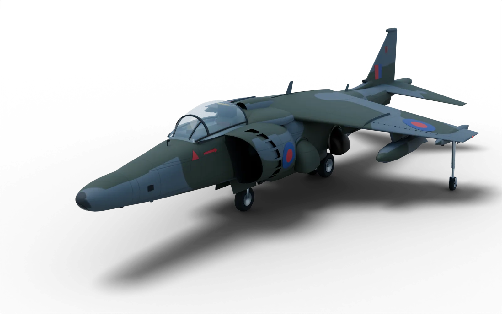 3D model of the Harrier GR.3, painted as XZ133 '10' of No. 1(F) Squadron, Falklands 1982
