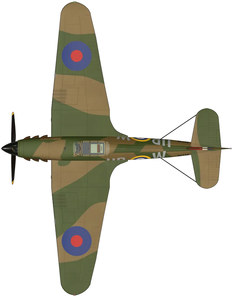 Top view of the Hawker Hurricane, Mk I R4118