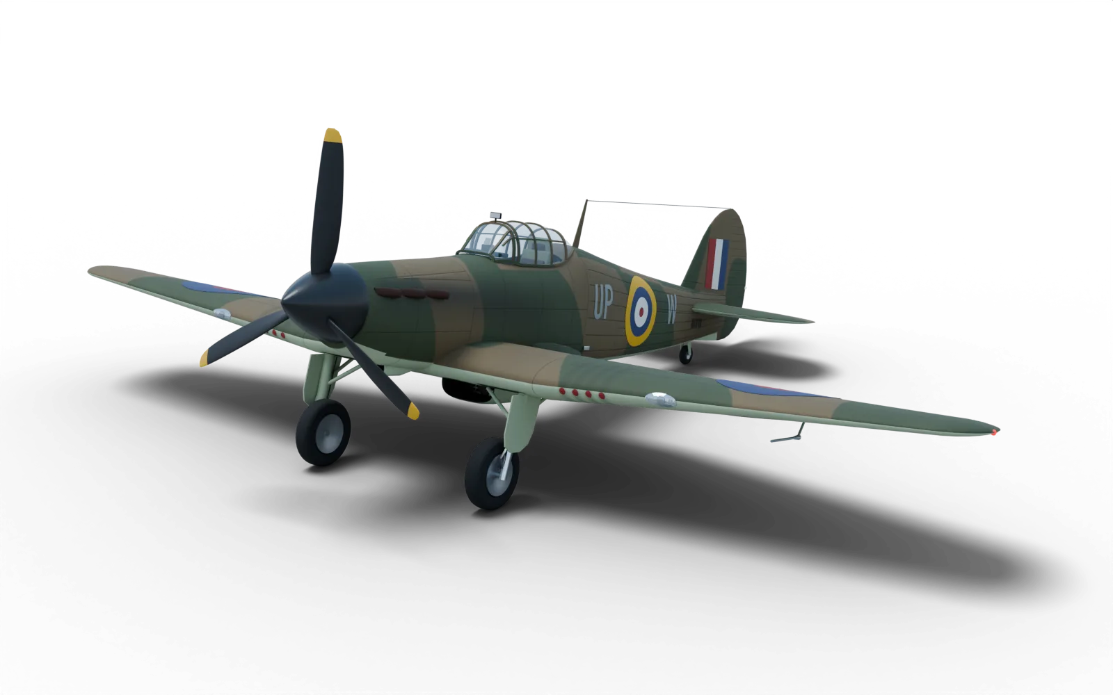 3D model of the Hurricane Mk I, painted as R4118, UP-W of No. 605 Squadron in autumn 1940
