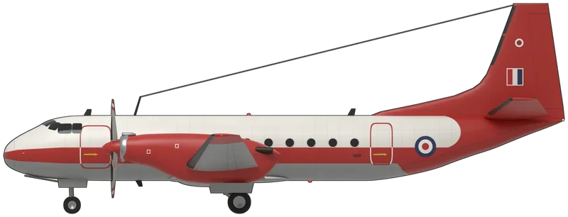 Hawker Siddeley Andover E.3A side profile, to scale