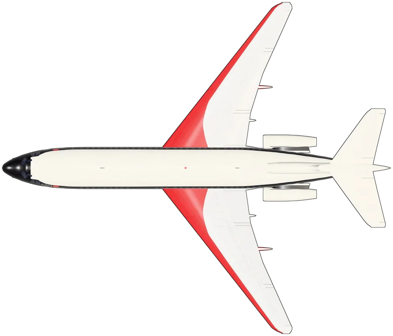 Top view of the Hawker Siddeley Trident, Trident 2E G-AVFB