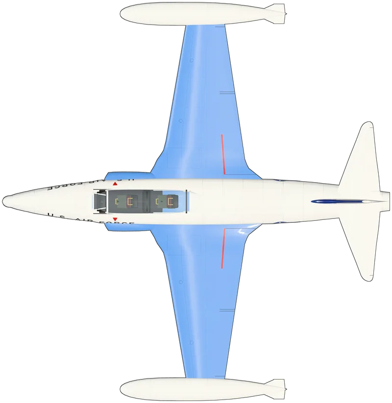 Top view of the Lockheed T-33 Shooting Star, T-33A 51-9036