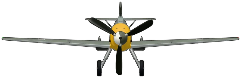Front view of the Messerschmitt Bf 109, Bf 109E-3 Werknummer 1190 (DG200)