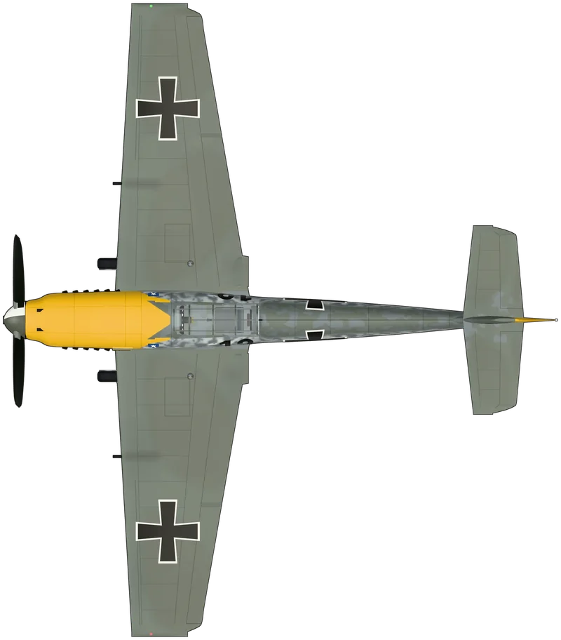Top view of the Messerschmitt Bf 109, Bf 109E-3 Werknummer 1190 (DG200)